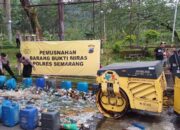 1.675 Botol Miras dan 525 Liter Tuak Dimusnahkan Polres Semarang