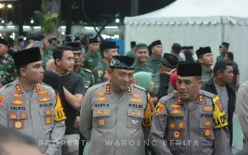 Kapolres Humbahas Bersama Jemaah Masjid Raya Al Mashun dalam Safari Ramadhan