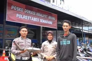 Polrestabes Semarang Jadikan Knalpot Brong Besi Rosokan untuk Donasi Sosial