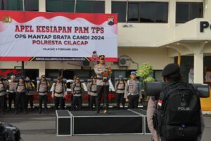 646 Personil Polresta Cilacap dan BKO Polda Jateng Dikerahkan Untuk Pengamanan TPS Di Kabupaten Cilacap