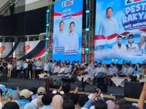 Khofifah, Erik Thohir Serta AHY Menghadiri Kampanye Akbar Prabowo-Gibran di Sidoarjo