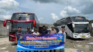 Operasi Keselamatan Candi 2024, Satlantas Polres Rembang Gelar Ramp Check Kendaraan Bus