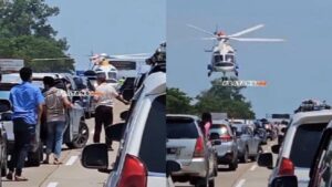 Momen Helikopter Mendarat di TKP Kecelakaan Bus Rosalia Indah di Tol Batang