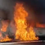 Mobil Terbakar Hebat di Jalan Tol Semarang-Solo KM 422 Banyumanik Semarang