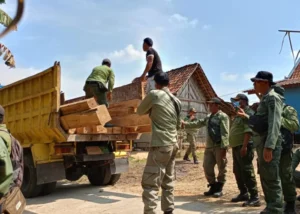 Sebanyak 40 Balok Kayu Jati Curian di Ngaringan Grobogan Diamankan Petugas