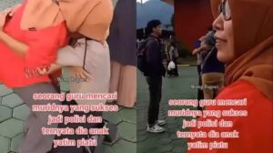 Viral, Momen Haru Guru Mengejutkan Muridnya yang Yatim Piatu Dilantik Jadi Anggota Polisi, Nangis hingga Sujud