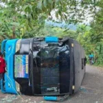Sebuah Bus Pariwisata Terguling di Kemuning, 5 Anggota PKK Sidoharjo Sragen Luka-luka