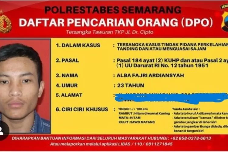 Polrestabes Semarang Rilis Ciri-Ciri Buron Alba Fajri, Masyarakat Diminta Waspada